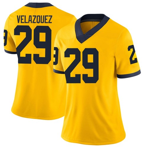 Joey Velazquez Michigan Wolverines Women's NCAA #29 Maize Limited Brand Jordan College Stitched Football Jersey VWU6754LY